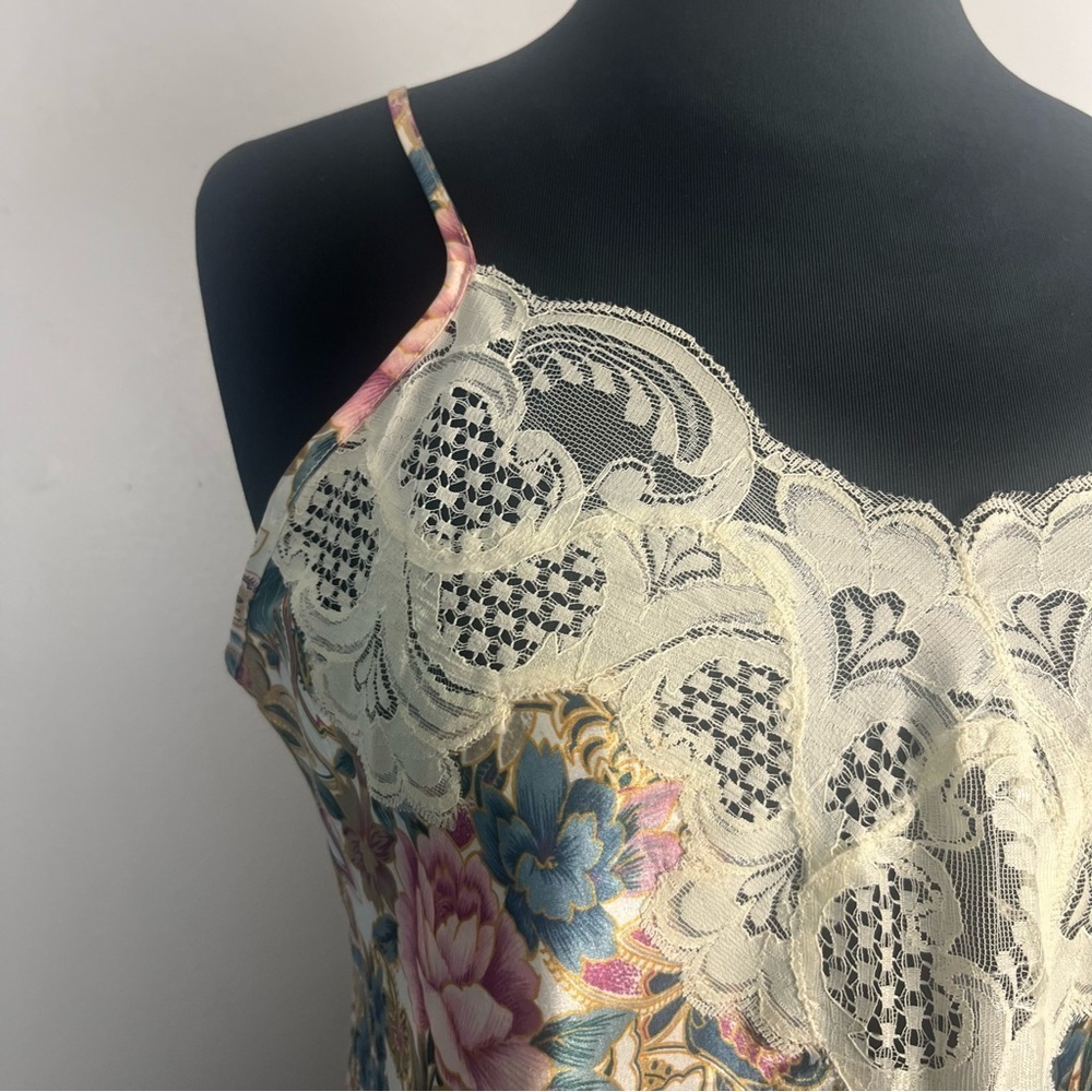 Vtg. Victoria’s Secret Nightie Womens Size large Gold Label Floral Lace Trim - Picture 3 of 6